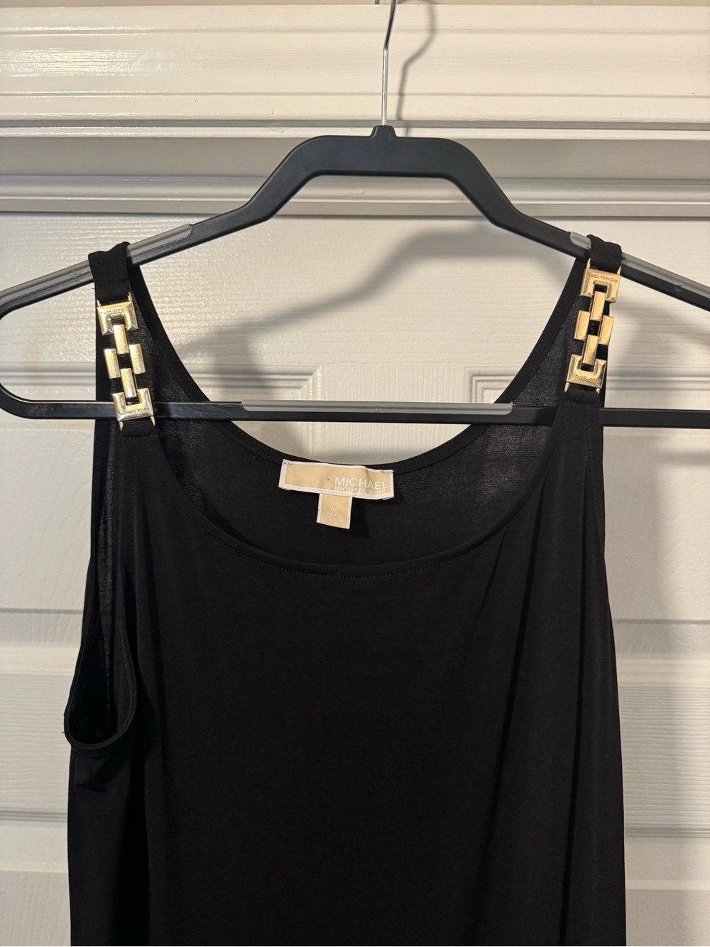 MICHAEL Michael Kors Black Dress with Gold Chain-Strap Detail